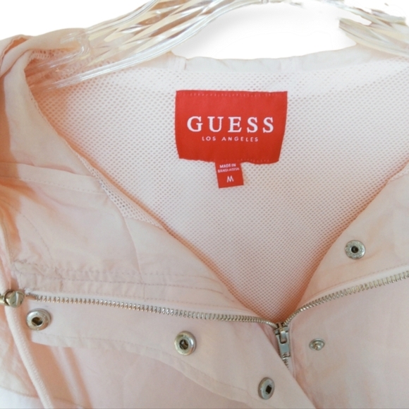 Guess Cropped Pink White Windbreaker Women's Size Medium - Picture 4 of 5